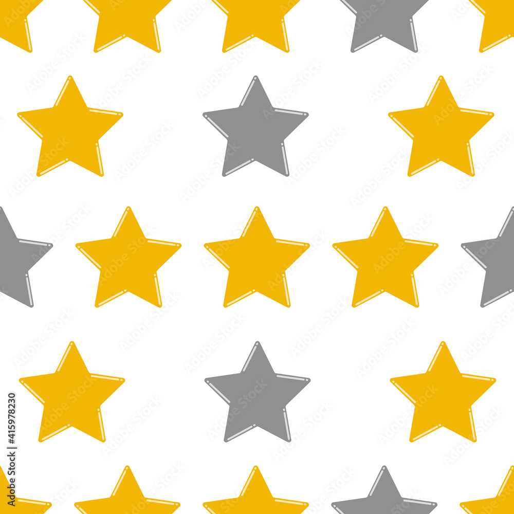 Yellow stars on a white background. Seamless pattern for printing on fabric, textile, paper. Yellow stars on a white background. Seamless pattern for printing on fabric, textile, paper.