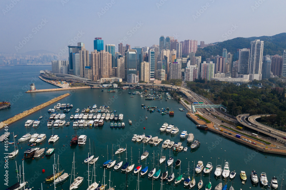 Obraz premium Top view of Hong Kong city