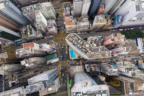 Top down view of Hong Kong city