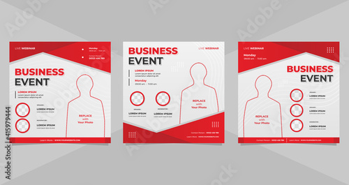 Set of minimalist background with geometric shape. Suitable for social media post template, Webinar, Seminar, online education, flyer, etc