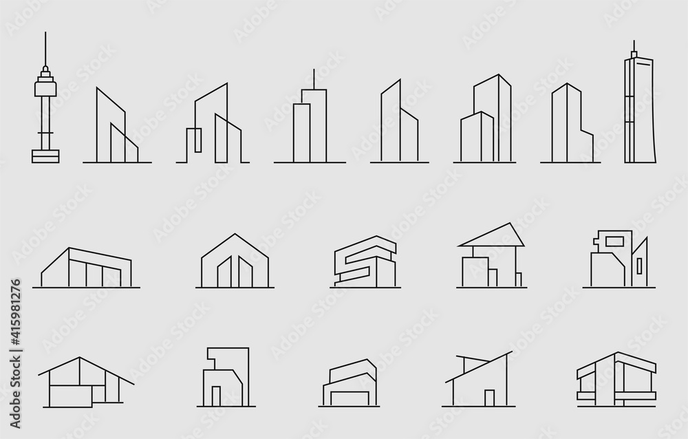 set of houses, building, home, architecture logo design