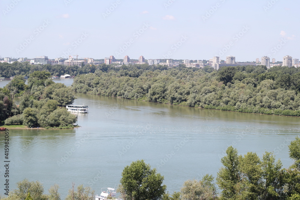 Fototapeta premium landscape with river and trees