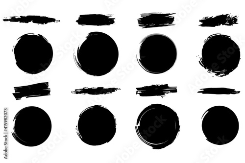 Collection of grunge brushes. Vector illustration, set design element.