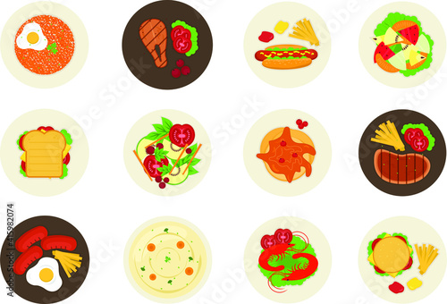 Bundle Food Dish on Flat Illustration
