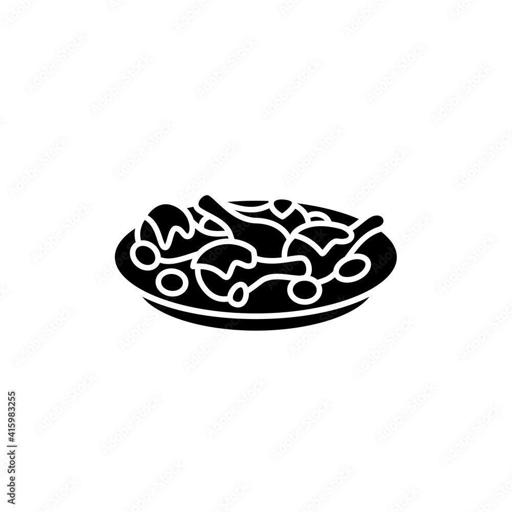Yangnyeom tongdak glyph icon. Traditional korean dish.Asian food of sticky fried chicken with spicy and sweet sauce.Korean cuisine concept.Filled flat sign. Isolated silhouette vector illustration Yangnyeom tongdak glyph icon. Traditional korean dish.Asian food of sticky fried chicken with spicy and sweet sauce.Korean cuisine concept.Filled flat sign. Isolated silhouette vector illustration