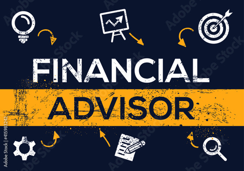Creative (financial advisor) Banner Word with Icon ,Vector illustration.