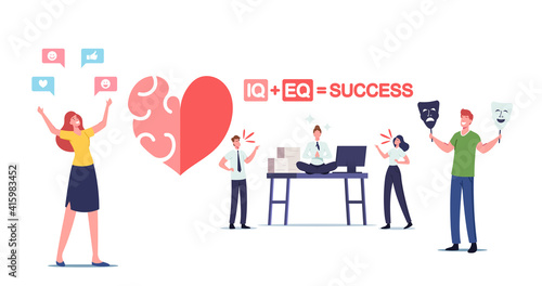 Iq and Eq Concept. Male or Female Characters Show Empathy, Emotional Intelligence Concept. Communication Skills