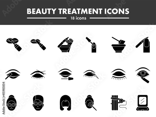 Glyph Style Beauty Treatment Icons Or Symbol Set.