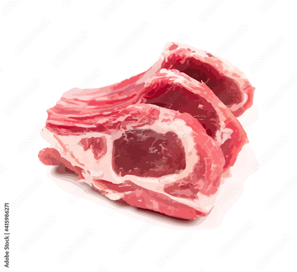 Raw lamb chops or mutton cuts isolated