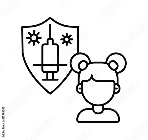 line icon, vaccination, vaccination of schoolchildren