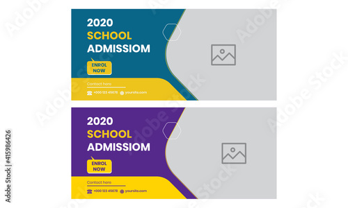 School admission social media post vector design template. Admission Open Flyer Design, abstract education Center brochure, Tuition vector landing page template, school web banner