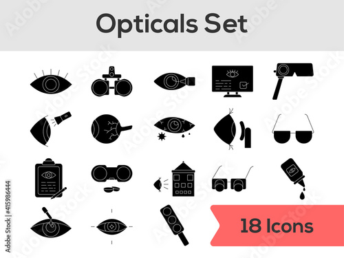 Glyph Style Opticals Set On White Background.