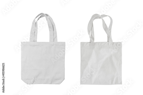 white fabric bag for use shopping save environment isolated on white background with clipping path included