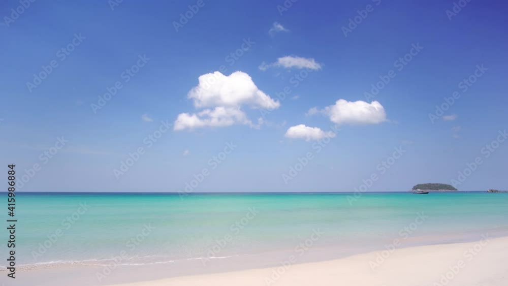 The sea and nature are always beautiful. White beach sand blue sea blue sky with cloud background. The sea and nature are always beautiful. White beach sand blue sea blue sky with cloud background.