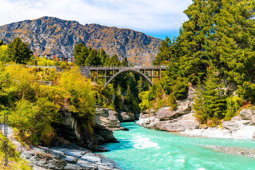 Edith Cavell Bridge over Shotover River in Queenstwon, New Zealand