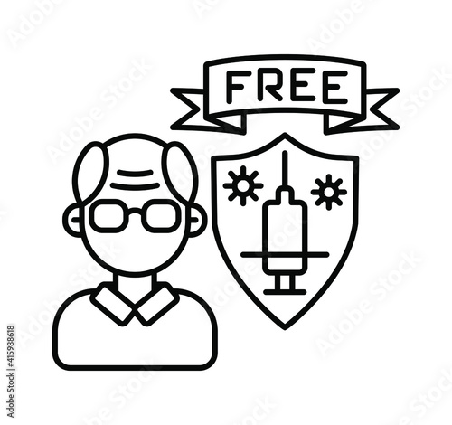 line icon, vaccination, free vaccine for retirees
