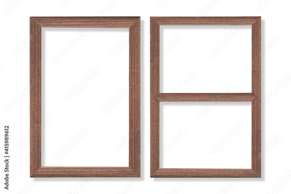 Wooden picture frame isolated on white background with clipping path Wooden picture frame isolated on white background with clipping path