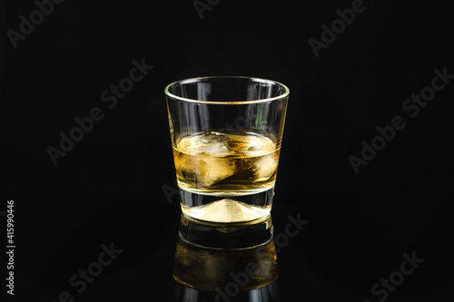 Scotch Whiskey in a Glass, Black Background