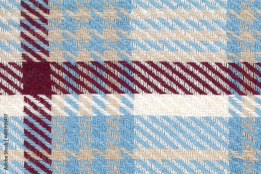 Top view, striped hand woven fabric texture background Top view, striped hand woven fabric texture background