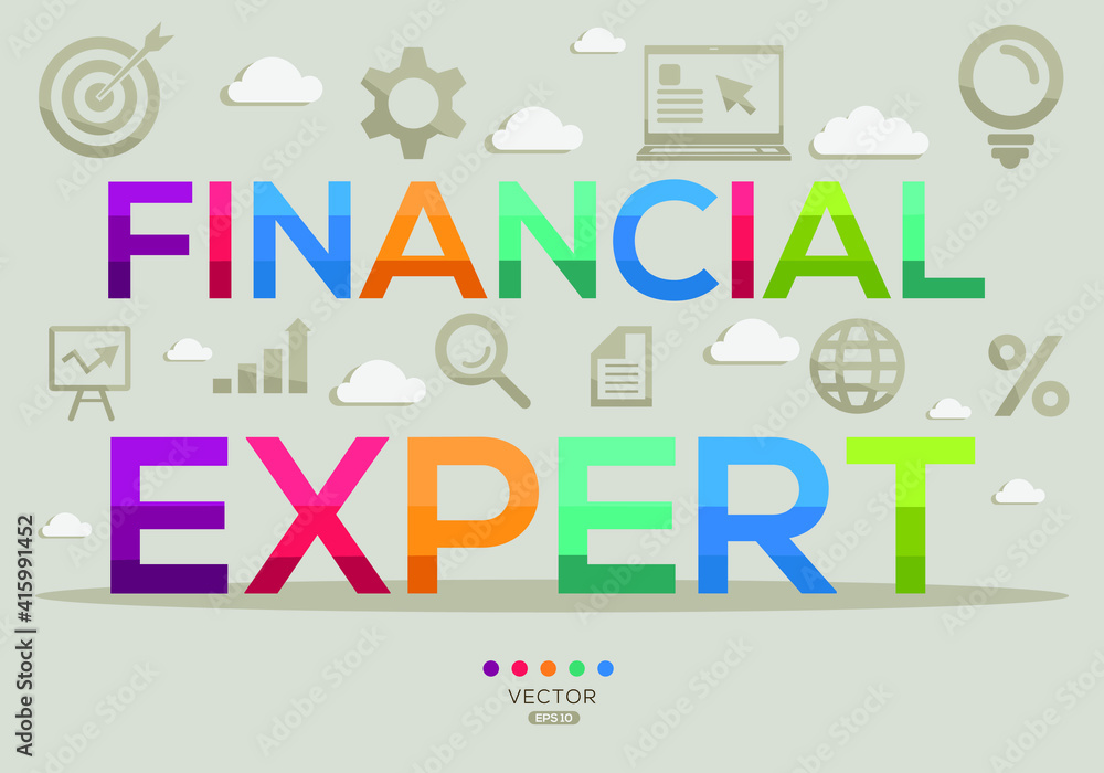 Creative (financial expert) Banner Word with Icon ,Vector illustration.
