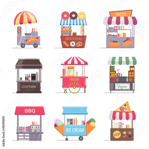 Canvas-taulu Street food stall retail business marquee with fast food set