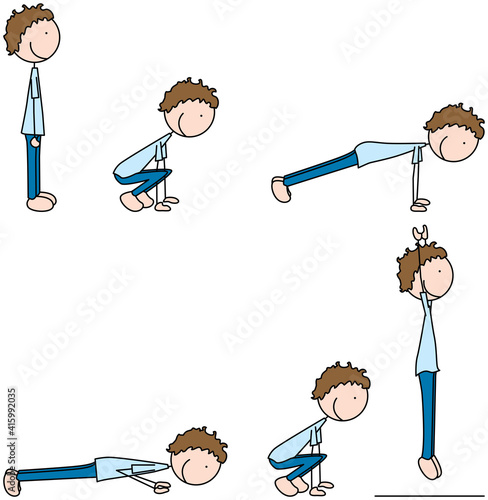 Happy kid exercises