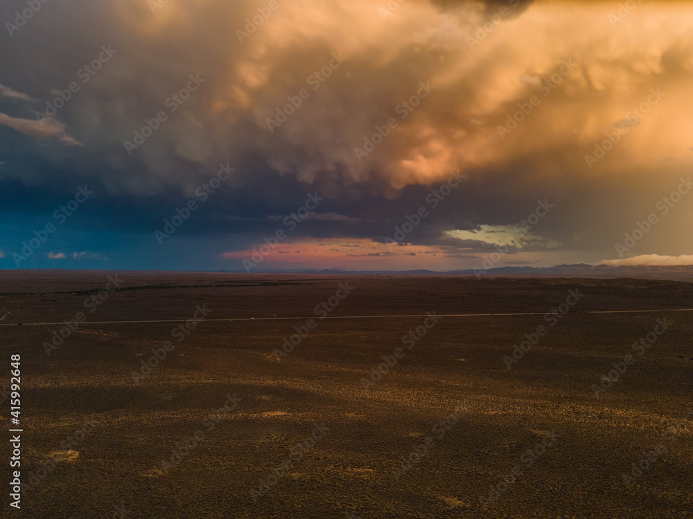 Aerial view of thunderstorm over the arid Karoo, N12 highway, South Africa Aerial view of thunderstorm over the arid Karoo, N12 highway, South Africa