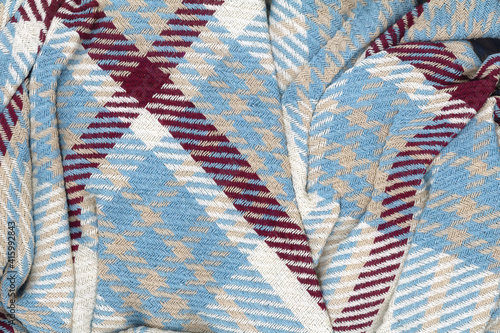 Top view, striped hand woven fabric texture background