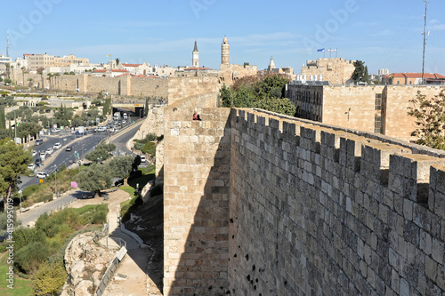 Western wall of the Old City of Jerusalem.