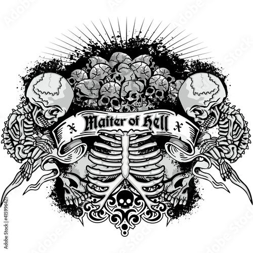 Gothic sign with skull, grunge vintage design t shirts
