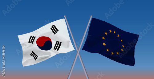 EUと韓国の旗