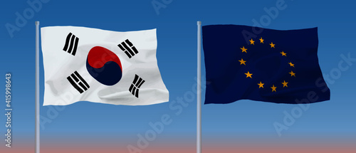 EUと韓国の旗