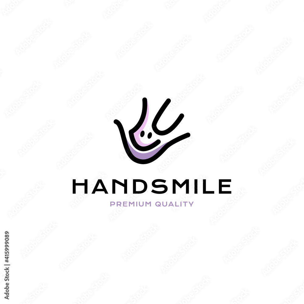 Fototapeta premium Hand smile logo vector icon illustration line style