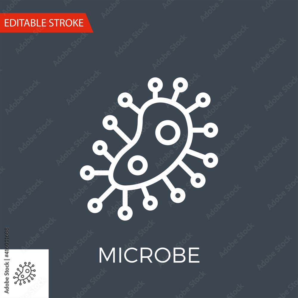 Microbe Thin Line Vector Icon. Flat Icon Isolated on the Black Background. Editable Stroke EPS file. Vector illustration.