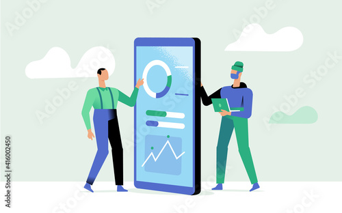 Programmatore e utente delle applicazioni mobile di analisi e statistiche