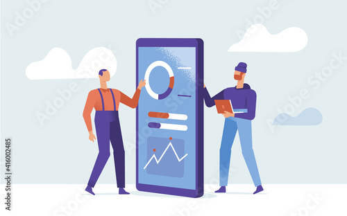Programmatore e utente delle applicazioni mobile di analisi e statistiche