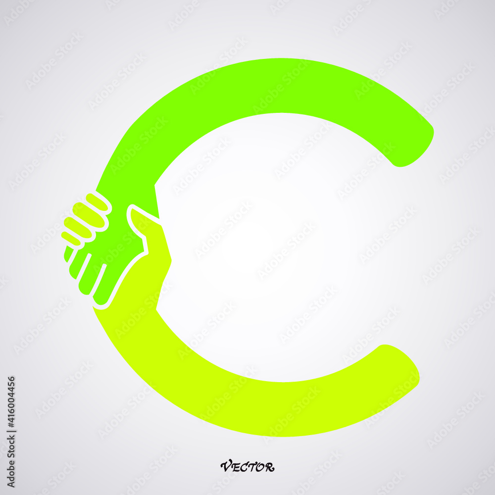 Hand Shake Incorporated in Letter C Concept. Hand Shake Incorporated in Letter C Concept.