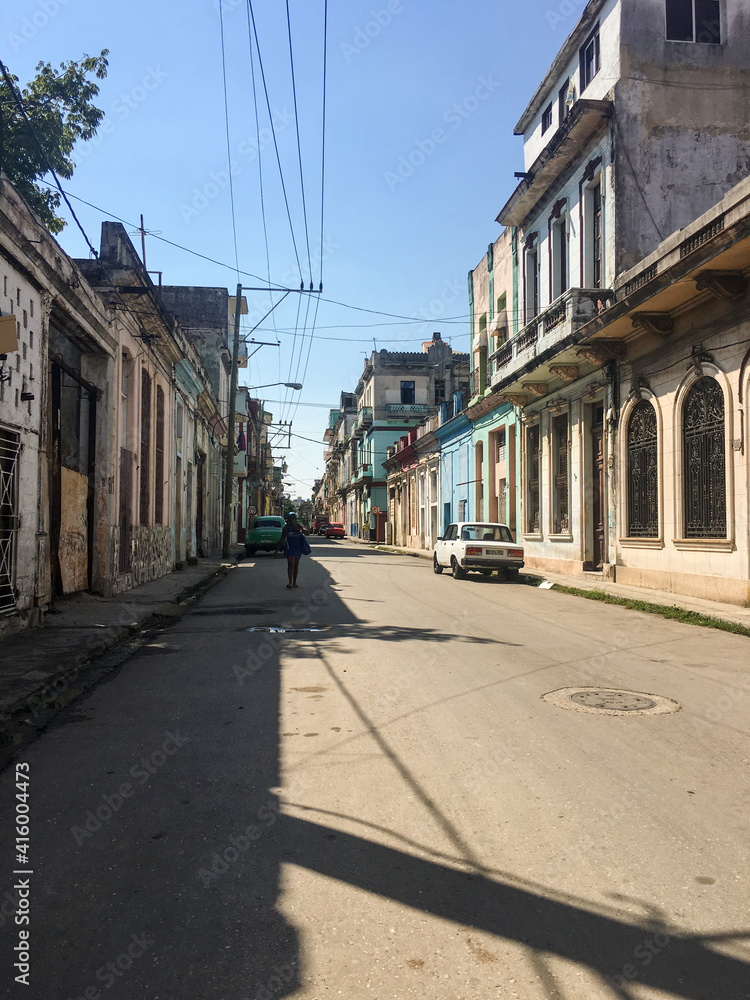 Quiet street in the Centro Habana neighborhood, outside the tourist areas of the city