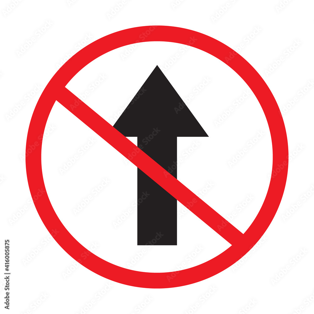 No direct traffic signs icon on white background vector. No direct traffic signs icon on white background vector.