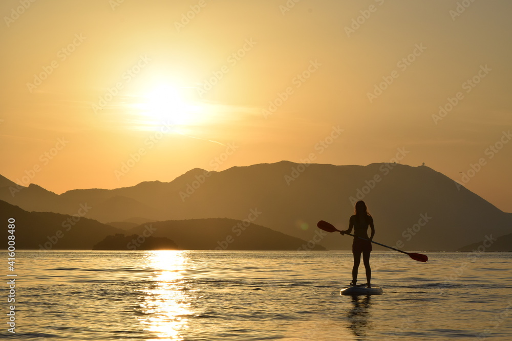 Sunset paddleboarding