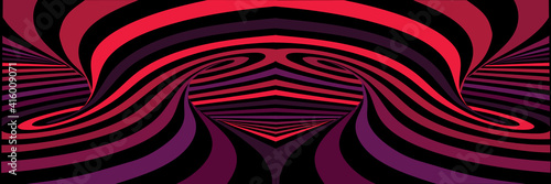 Colorful red abstract vector lines psychedelic optical illusion illustration