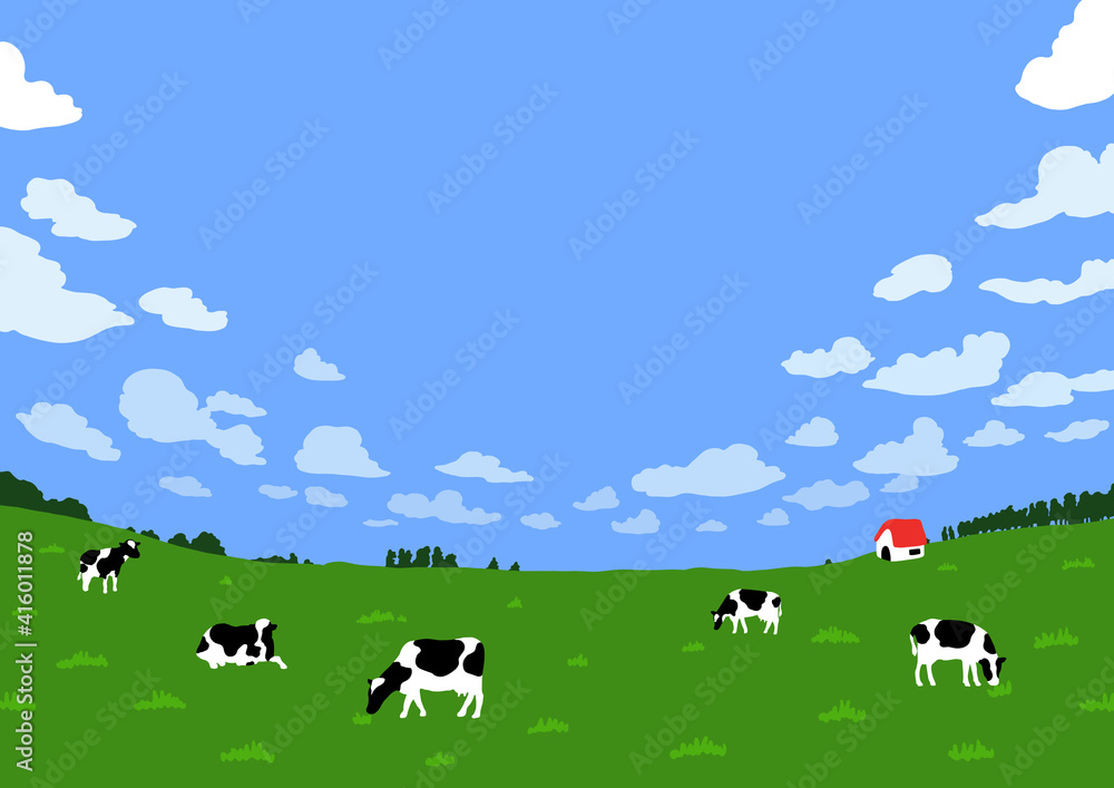 牧場の風景イラスト Stock Vector Adobe Stock 牧場の風景イラスト Stock Vector Adobe Stock