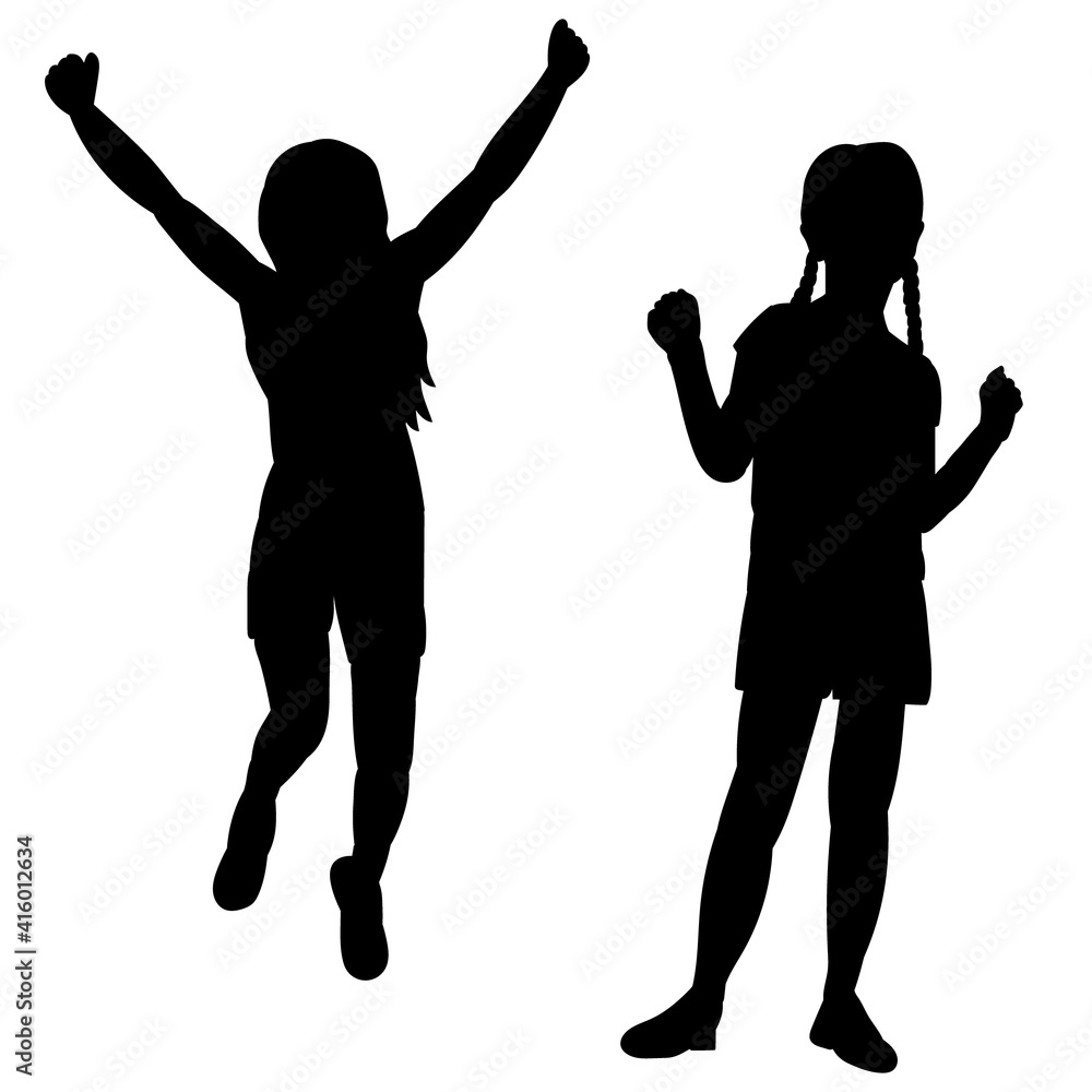 vector, isolated, black silhouette of a girl vector, isolated, black silhouette of a girl