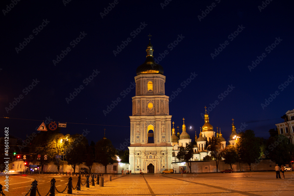 church of our person Kiev Sofievskaya Square in the evening