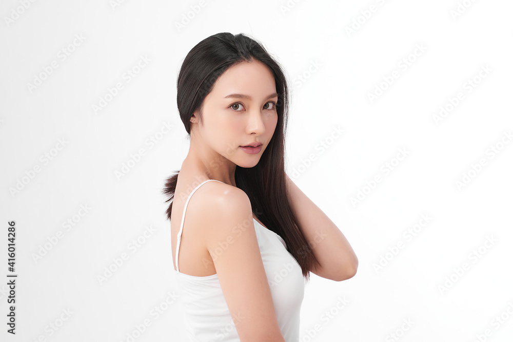 Beautiful young asian woman with clean fresh skin on white background, Face care, Facial treatment, Cosmetology, beauty and spa, Asian women portrait Beautiful young asian woman with clean fresh skin on white background, Face care, Facial treatment, Cosmetology, beauty and spa, Asian women portrait