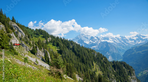 alpine landscape Schynige Platte  switzerland  with view to Bernese Alps