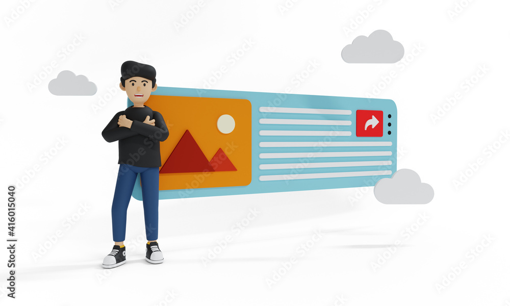 3d people illustrations cartoon for ui ux designer for design a landing ...