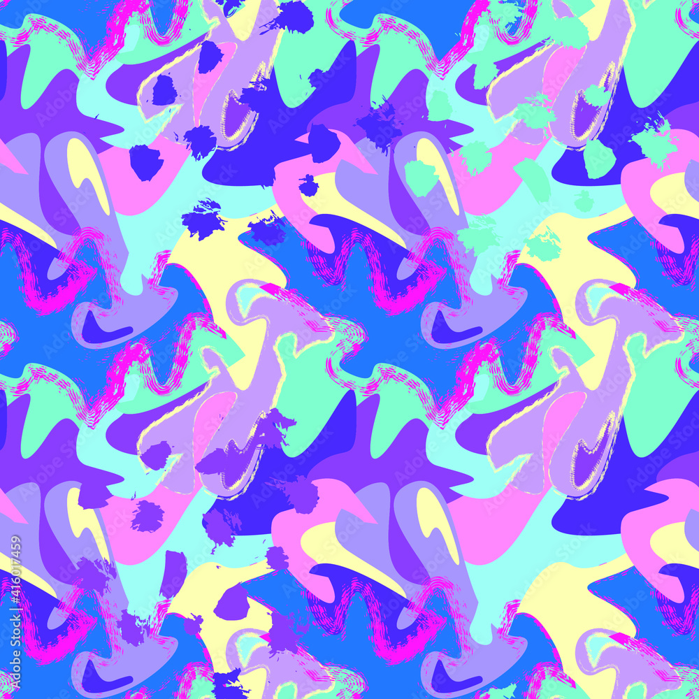 Unique seamless abstract pattern with chaotic vector shapes