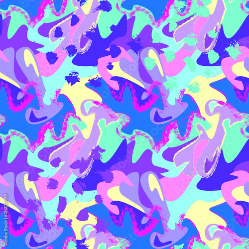 Unique seamless abstract pattern with chaotic vector shapes