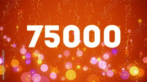 75k Counter in the style of the video social media: white font and red background. Celebration video introduction for the reaching 75000 subscribers, followers or likes.  photo